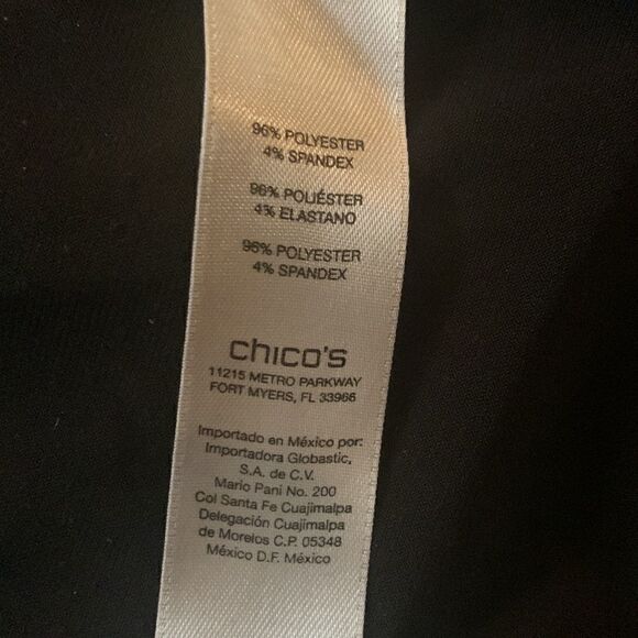 Chico’s Size 0 Black V Neck 3/4 Sleeves Peplum Waist Polyester Spandex Jacket - Picture 11 of 13